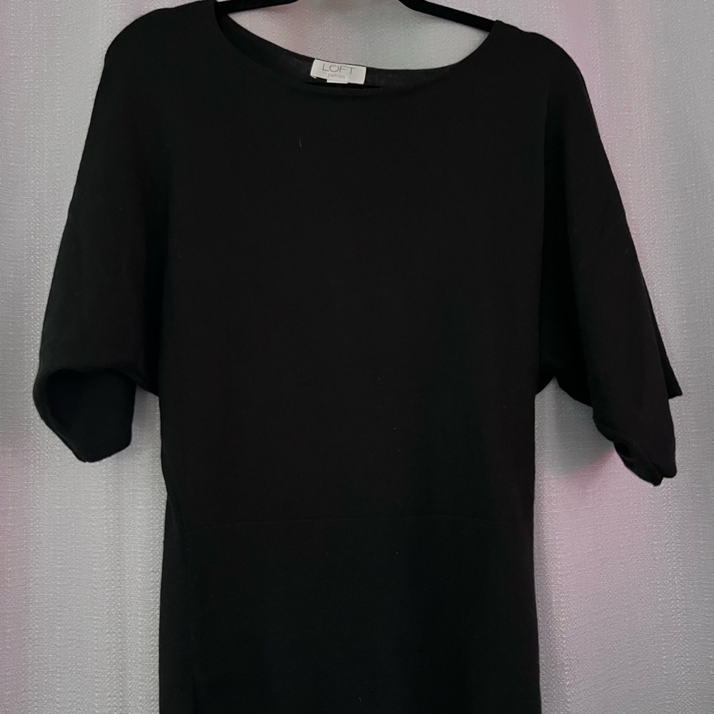 LOFT Black Short Wide Sleeve Knit Sweater Top